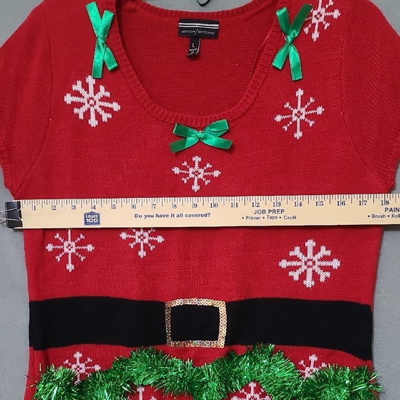 ALLISON BRITTANY Women's Festive Red Christmas Sweater Dress - Size Large - Picture 8 of 11